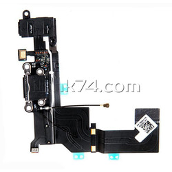 Шлейф с разъёмом зарядки ,микрофоном, гарнитуры и антенной для Apple iPhone 5S, черный / 821-1667-07