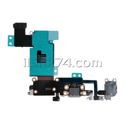 Шлейф с разъёмом зарядки ,микрофоном, гарнитуры и антенной для Apple iPhone 6S Plus, черный / 821-00126-08