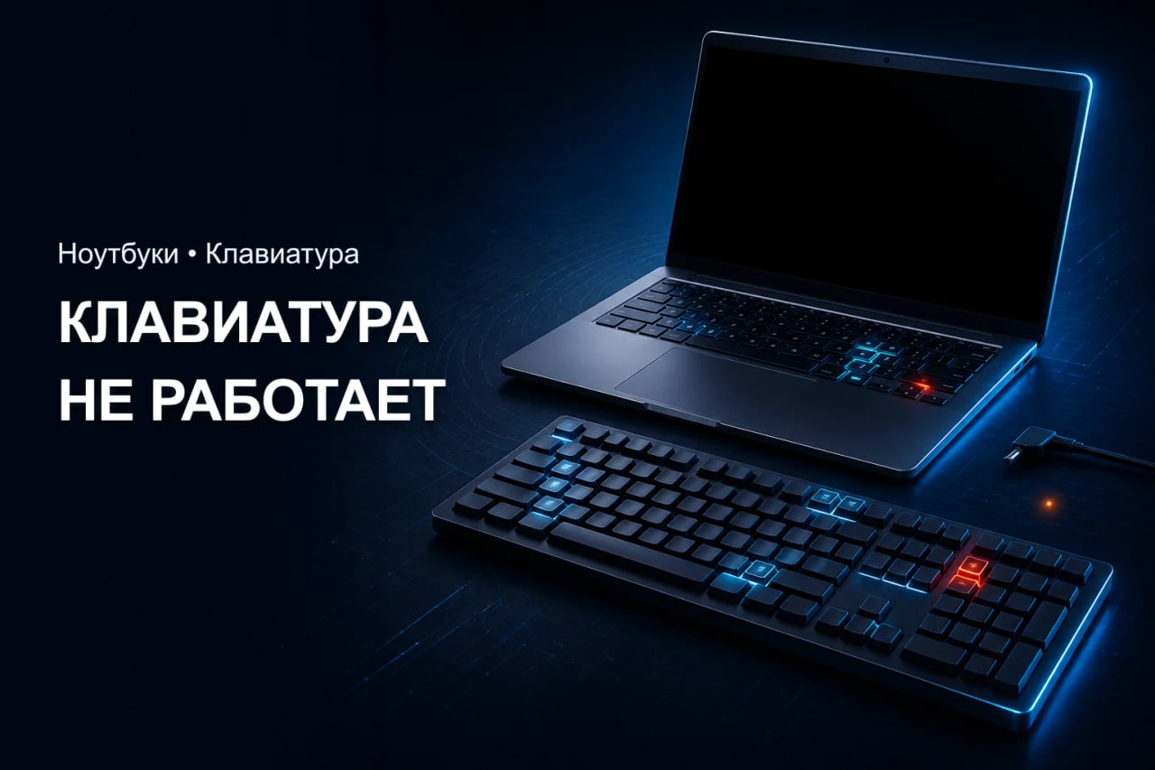 Ноутбук с подсвеченной клавиатурой во время проверки причины, по которой клавиши не работают