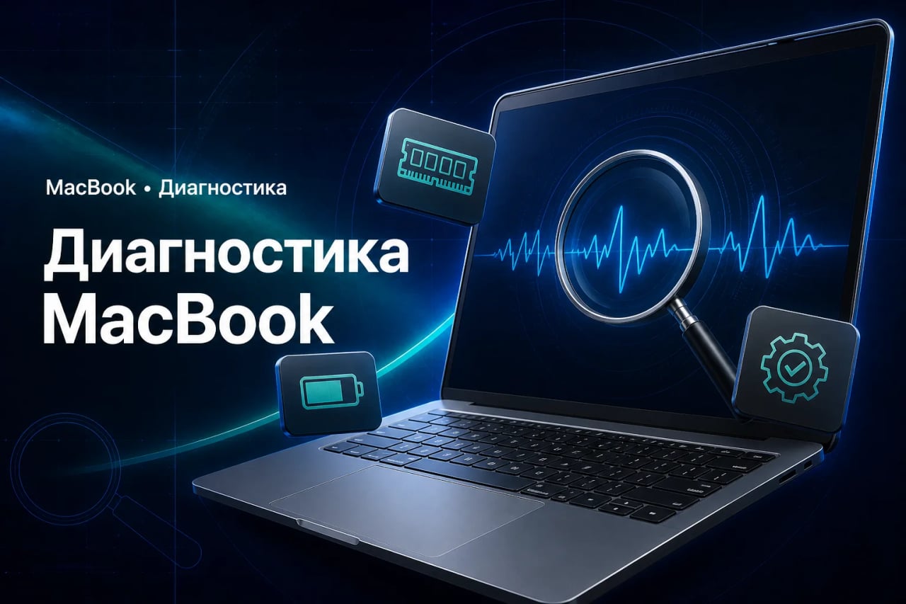 Диагностика MacBook с проверкой памяти, аккумулятора и системы