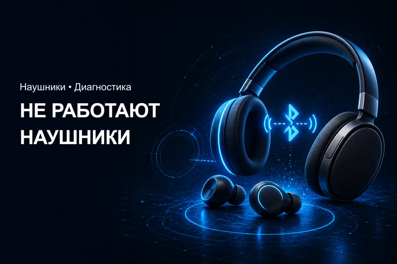 Беспроводные наушники рядом со смартфоном во время проверки подключения и отсутствия звука