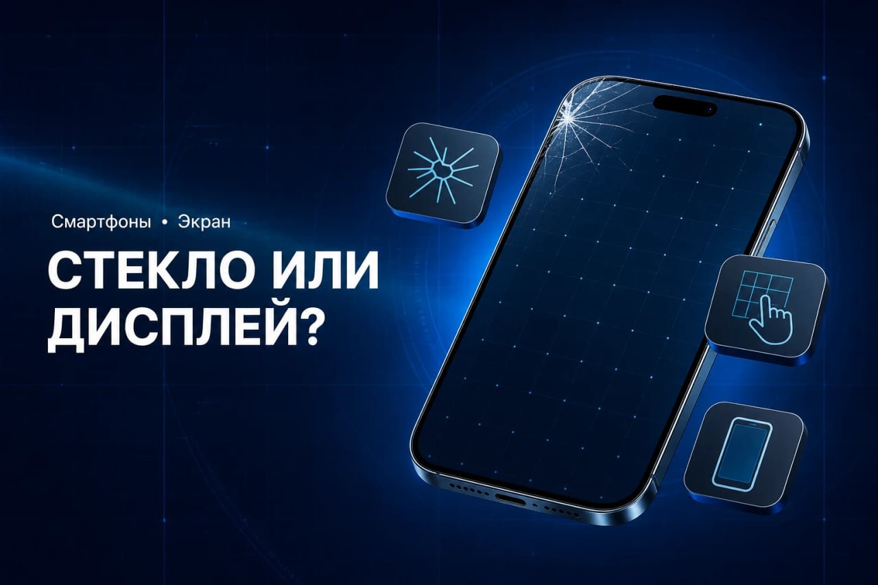 Трещина на стекле телефона и проверка сенсорного дисплея