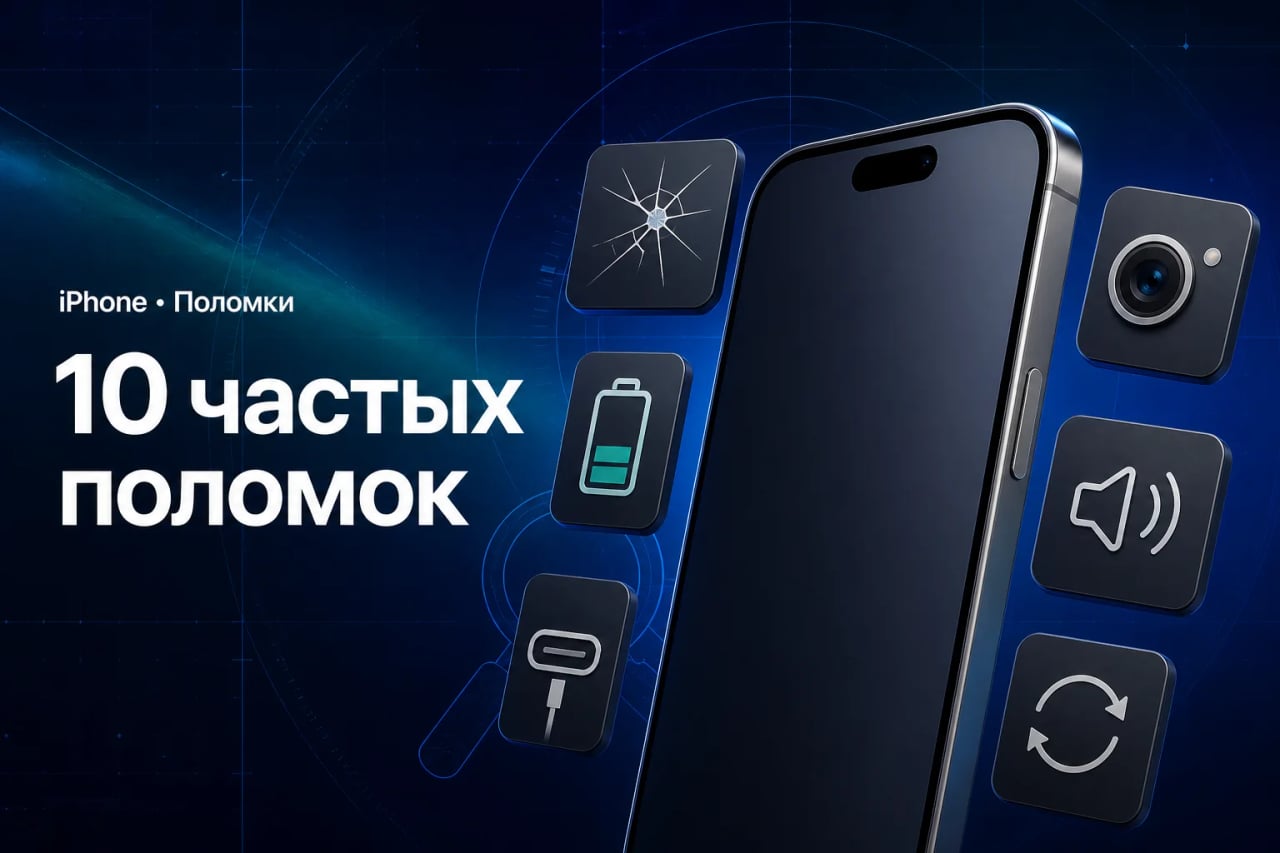 Частые поломки iPhone: экран, аккумулятор, камера, звук и зарядка
